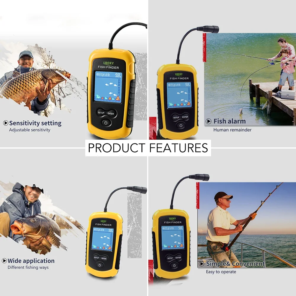 Lucky LCD Color Screen Portabl - Fish Finder Cable avaliação e preço