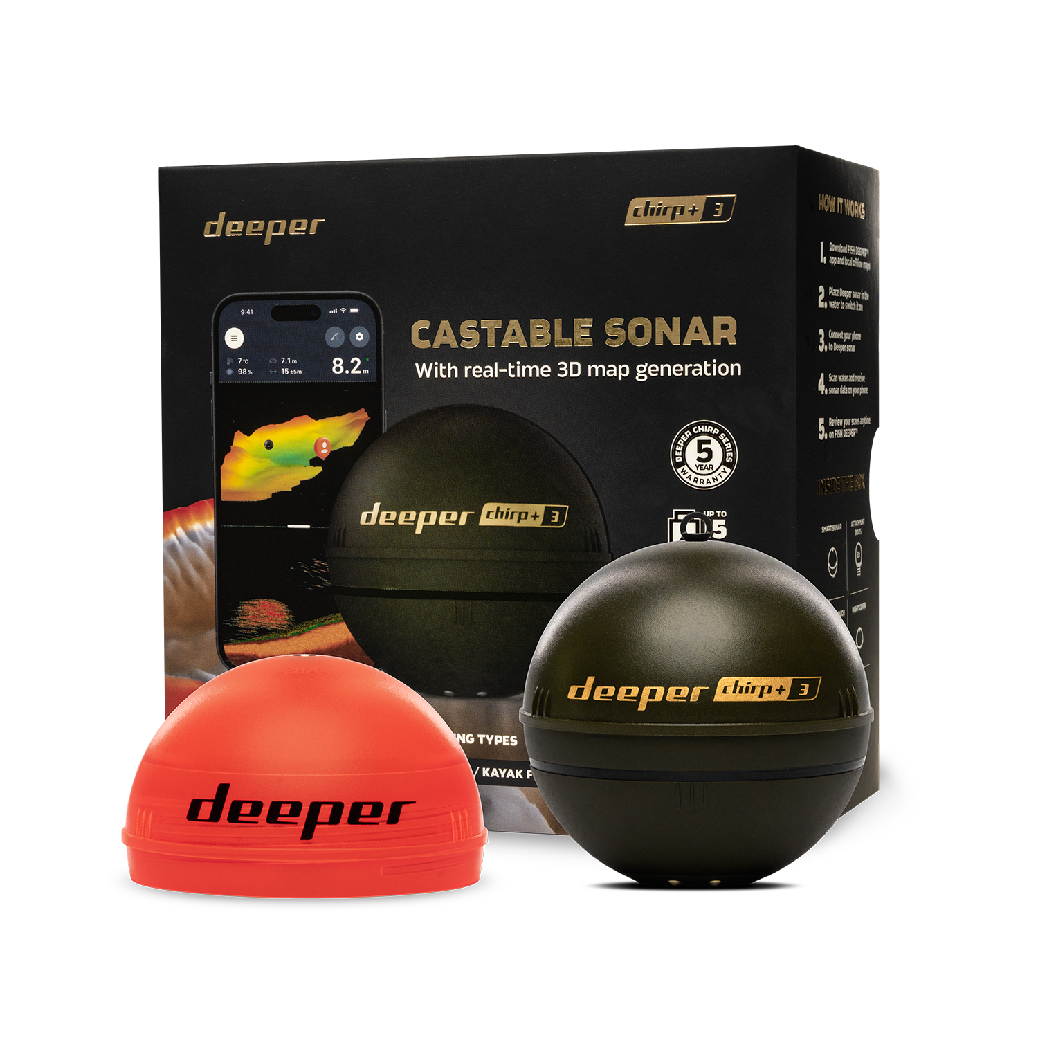 Deeper Smart Sonar Chirp+3 Fis - Fish Finder Cable avaliação e preço