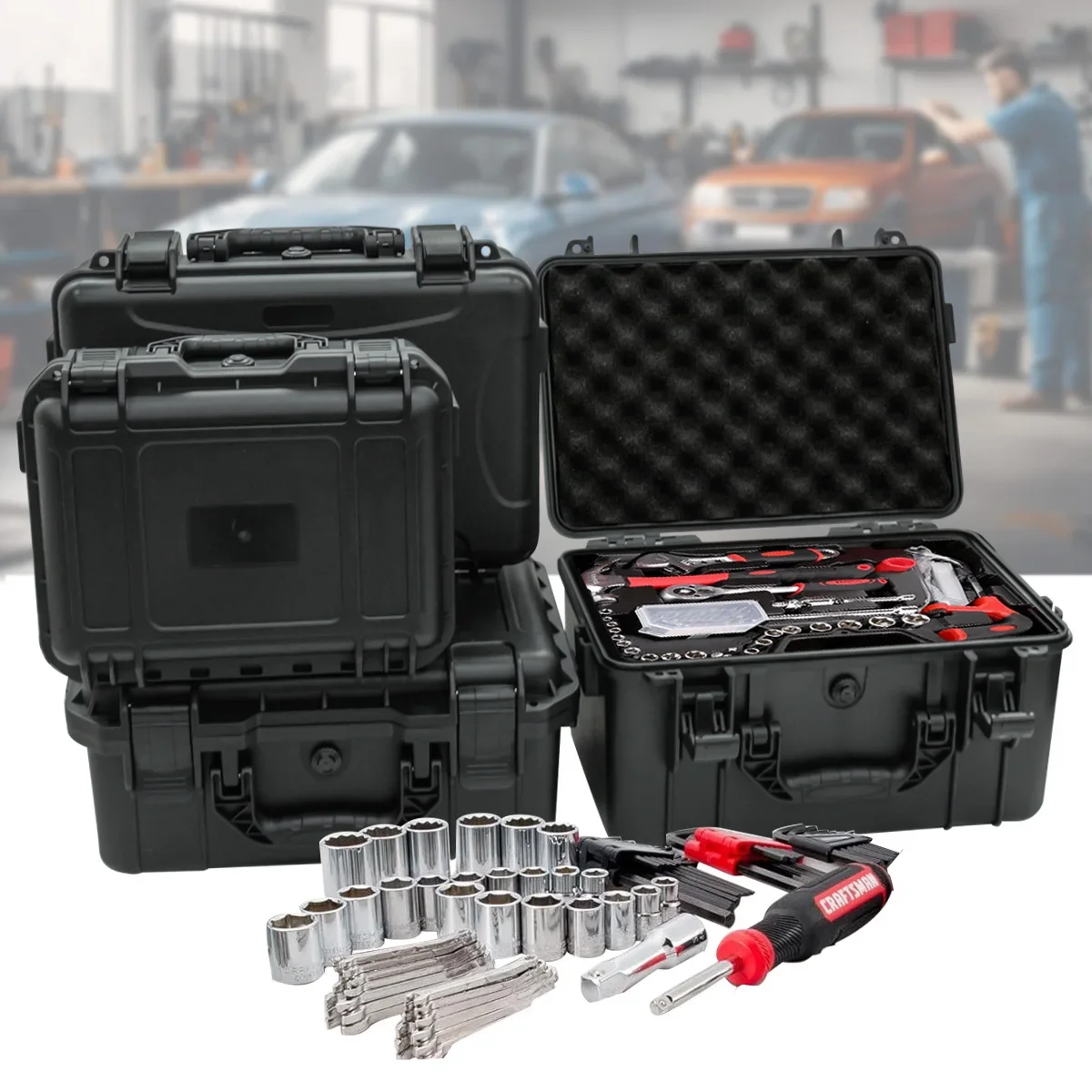 1 portable toolbox with pre cu - Fish Finder Case avaliação e preço